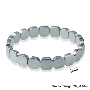 Pulsera Elástica de Piedras de Hematita No Magnéticas Curativas, Pulsera Energética Inspiradora de Hematita Cuadrada, Pulseras de Confianza - Product Image 6