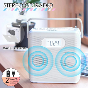 Lecteur CD portable en gros avec écran LCD et poignée pour la maison et l'extérieur, récepteur audio BT sans fil, radio FM, USB - Product Image 3