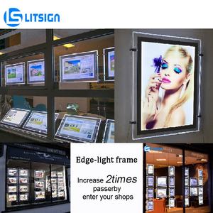 Caja de Luz LED Acrílica Retroiluminada Rectangular Personalizable para Publicidad en Tiendas, Marco Magnético Colgante para Póster - Product Image 5