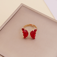 Neuer Farbiger Klassischer 18K Vergoldeter Zirkonia Schmetterling-Ring Modischer Offener Verstellbarer Ring für Damen Hochzeit Verlobung
