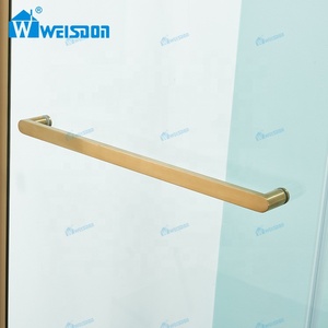Weisdon Goud Frameloze Douchedeur Roestvrijstalen Rechthoek Gehard Glas Douchewand - Product Image 3