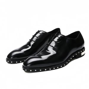 Fall Luxury Men's Formal Dress Shoes Wholesale - Premium Black with Rivet Decoration, Genuine Leather Round-toe Formal Shoes - Product Image 1