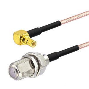 Câble de type F, <span class=keywords><strong>prise</strong></span> de type F à <span class=keywords><strong>prise</strong></span> SMB à angle droit, câble coaxial RG179 personnalisé pour les systèmes de vidéosurveillance, la télévision par câble, la télévision numérique, les décodeurs, les antennes - Product Image 1