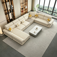Canapé modulaire en forme de L, canapé d'angle en tissu cuir beige pour salon, meubles de maison
