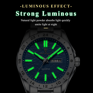 Orologio da <span class=keywords><strong>uomo</strong></span> Poedagar 683 con doppio calendario, impermeabile, luminoso, quadrante rotondo, <span class=keywords><strong>cinturino</strong></span> in <span class=keywords><strong>acciaio</strong></span> inossidabile, orologio al quarzo da <span class=keywords><strong>uomo</strong></span>. - Product Image 3