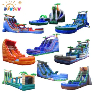 Kids Party Bouncy House Commercial Inflatable Water Slide With Pool 17ft Double Lane Waterslide