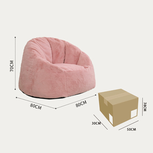 Pouf a <span class=keywords><strong>Sacco</strong></span> in Pelliccia Marrone per Adulti con Imbottitura in Schiuma, Include Rivestimento Rimovibile e Lavabile in Lavatrice - Product Image 5