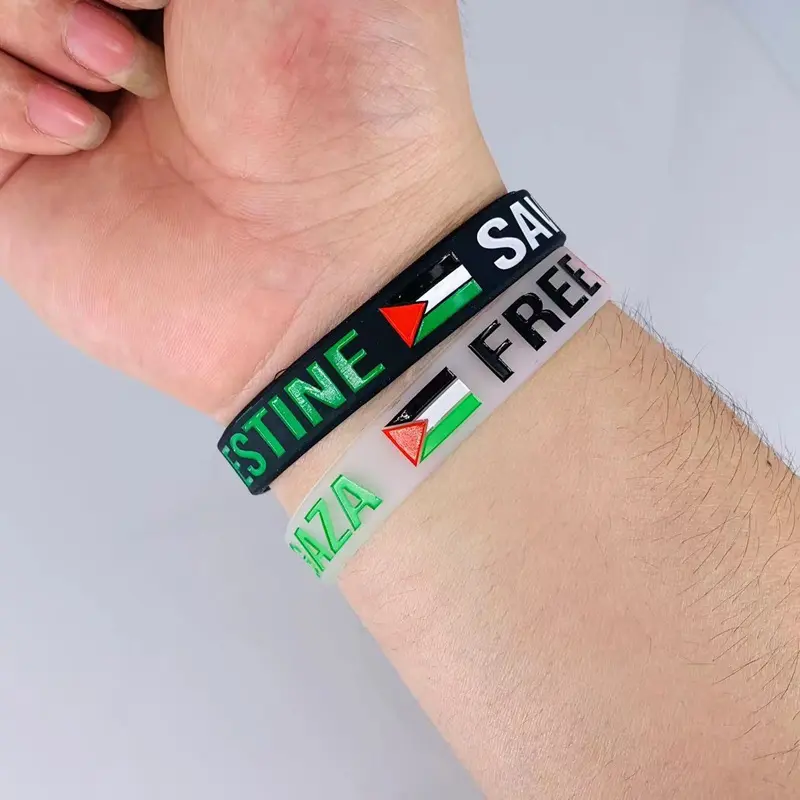 Braccialetti in Silicone palestino con Logo personalizzato bandiere del paese bracciale in gomma palestina in Silicone