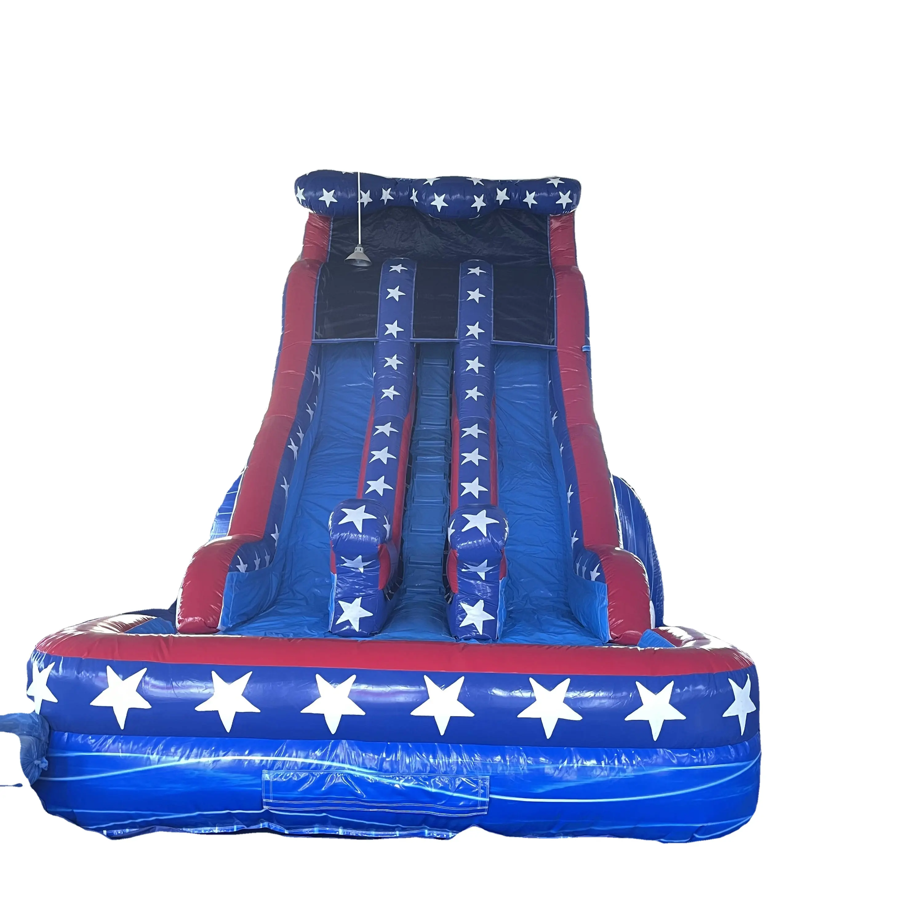 Tobogán de agua inflable gigante de 8m, tobogán de piscina combinado, parque acuático, tobogán de agua con bandera de EE. UU.