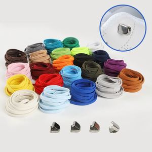 Lacets plats en polyester de 6 mm de large avec boucle élastique pour chaussures de sport, lacets paresseux pour baskets en toile avec bouton-pression - Product Image 1