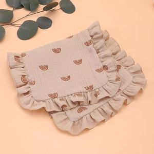 Personalizado 24,5x42,5 cm 4 capas de algodón muselina crepé gasa suave bebé eructo paño con volantes recién nacido toallas Baberos hombreras - Product Image 5