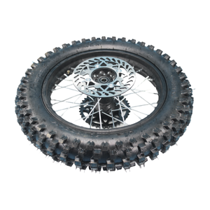 Pit <span class=keywords><strong>Dirt</strong></span> Bike <span class=keywords><strong>Roue</strong></span> arrière complète de <span class=keywords><strong>14</strong></span> pouces, jante et moyeu en acier 90-100/<span class=keywords><strong>14</strong></span>, essieu de 15mm avec pneu Guangli, disque de frein et pignon arrière - Product Image 1