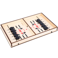 Mini Jeu de Hockey de Table Éducatif en Bois Écologique pour Intérieur, Jeu Rapide de Lancer de Pucks Multicolore