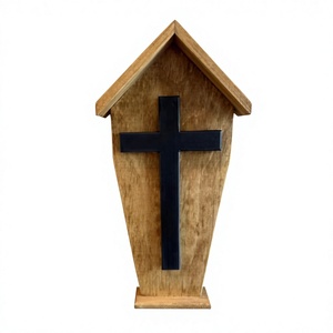 Escultura de Cruz de Madera Minimalista Art Deco de AZ ENTERPRISES, Decoración Religiosa para el Hogar, para Sala de Estar, Tema de Bautismo, Lavable - Product Image 3