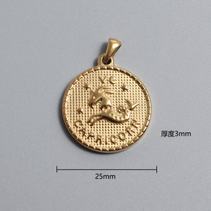 Colgantes de Moneda del Zodiaco |   Dijes de Horóscopo de Acero Inoxidable Chapados en Oro PVD de 18K para la Creación de Joyería DIY |   Impermeable e Hipoalergénico - Product Image 6