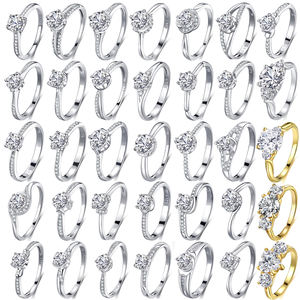 Оптовая продажа, модные ювелирные изделия из 925 стерлингового серебра, круглое кольцо с покрытием из белого золота, обручальное кольцо для женщин, женские подарочные серебряные обручальные кольца - Product Image 1