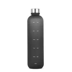 定制标志环保1000毫升塑料瓶，带时间戳和不锈钢盖