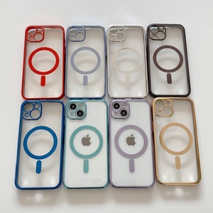 เคสโทรศัพท์มือถือแบบใส TPU แม่เหล็กเคลือบไฟฟ้า สำหรับ iPhone 13 14 Pro Max ขายส่ง - Product Image 1