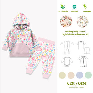 Pyjamas de Noël personnalisés imprimés en bambou et élasthanne, ensemble de pyjama à manches longues pour bébés, ensemble de 2 pièces à <span class=keywords><strong>capuche</strong></span> en bambou pour tout-petits - Product Image 1