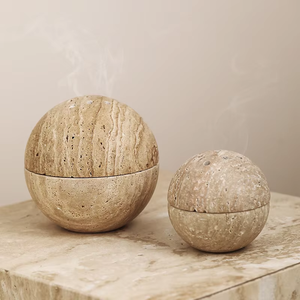 Bán Buôn Tự Nhiên Đánh Bóng Travertine Đá Phật Hương Burner Arabic Trang Trí Mini Đá Bóng Cho Ramadan Phòng Khách - Product Image 6