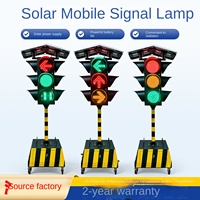 Feux de signalisation temporaires solaires, mobiles, à poussée manuelle, feux d'avertissement d'urgence surélevés pour travaux routiers