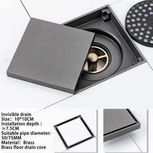 Trampa de drenaje de suelo de latón <span class=keywords><strong>cromado</strong></span>, rejillas de desecho de inserción de azulejo para colador de ducha de baño y cocina para fregaderos de cocina - Product Image 5