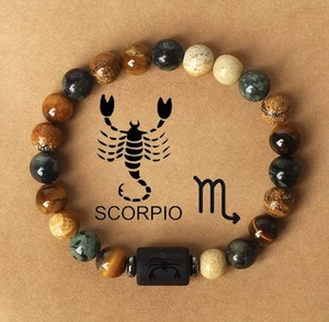 Brazalete de Cristal y Diamantes de Imitación con Diseño de Ojo de Tigre y los Doce Signos del Zodiaco, Estilo Bohemio Ortodoxo, Superventas - Product Image 3