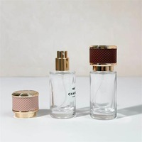 Botella de Perfume de Vidrio Transparente al por Mayor, Botella de Perfume Cilíndrica de 20 ml, Botella de Perfume Vacía con Pulverizador y Tapa de Cuero