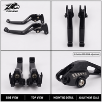 Leviers de frein et d'embrayage de moto en aluminium anodisé dur, réglables MIN MAX, design creux, pour différentes tailles de mains
