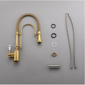 Grifo mezclador de cocina de <span class=keywords><strong>Casa</strong></span> Dorada de lujo <span class=keywords><strong>Aida</strong></span>, grifo mezclador de agua fría y caliente de cerámica moderno para fregadero de cocina - Product Image 6