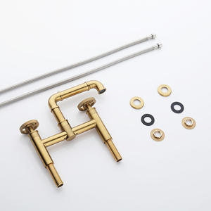 <span class=keywords><strong>Rubinetti</strong></span> lavello <span class=keywords><strong>2</strong></span> fori doppio manico moderno miscelatore <span class=keywords><strong>lavabo</strong></span> in oro cromato - Product Image 6