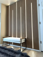 Nouveau panneau mural rainuré WPC intelligent à changement de couleur, longueur personnalisée, télécommande, éclairage LED