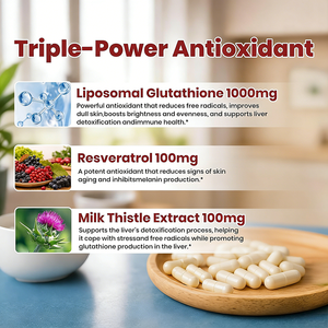Suplemento Antioxidante Personalizado em Cápsulas Lipossômicas de L-Glutationa com Resveratrol e Cardo Mariano para Saúde Celular e Desintoxicação do Fígado - Product Image 2