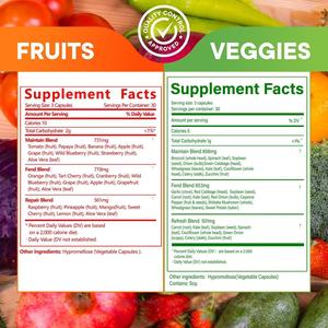 Cápsulas de suplemento de alimentos integrales de etiqueta privada OEM superalimento para adultos y niños con fibra dietética de frutas y verduras - Product Image 3