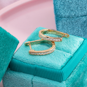 18k الذهب والمجوهرات المشاجرة مختبر نمت دائرية من الماس قطع رائعة هوب القرط 0.28CTS - Product Image 6