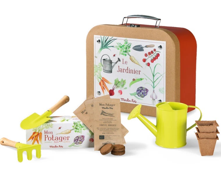 Modern Small Garden Furniture Set Gardening Activity Suitcase with Hanging Plant Fiber Tools for Children