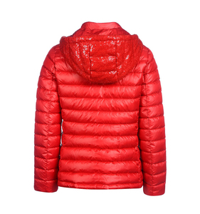 Female <strong>Lightweight</strong> Custom Red Sequin Hooded Down Jacket <strong>Women</strong> Insulated Poly Padded Puffer <strong>Coat</strong> - Product Image 2