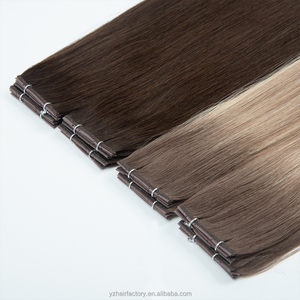 Yuanzhen 100% Virgin Remy Cuticle Aligned Straight Wave Seamless XO Top Selling Human Hole Weft Extensions - Product Image 2