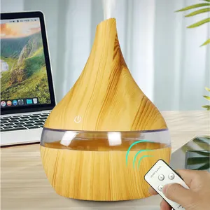 Humidificador USB de 300ML, control remoto, aceite eléctrico, aromaterapia, grano de madera, difusor de aire ultrasónico con luces de 7 colores