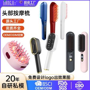 เครื่องหนีบผมไร้สายแบบพกพา พร้อมการบำบัดด้วยแสงสีแดงและสีน้ำเงิน การนวดด้วยการสั่นสะเทือน ชาร์จผ่าน USB สำหรับผมแห้งและผมเปียก - Product Image 2