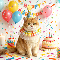 Nouvel ensemble d'anniversaire pour animaux de compagnie : tenue colorée à motif à carreaux pour chien, bavoir anti-bave, chapeau d'anniversaire pour chat et écharpe adorable pour décorations