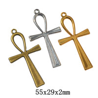 Rétro catholique métal croix pendentif Bronze pendentif bijoux pour la fabrication de bijoux bricolage Antique grand Ankh croix breloques en gros