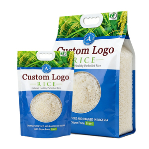 Sacs d'emballage pour riz à soufflets latéraux avec poignée, recyclés, 1kg 2kg 5kg 10kg, impression personnalisée, pochette autoportante anti-humidité - Product Image 1
