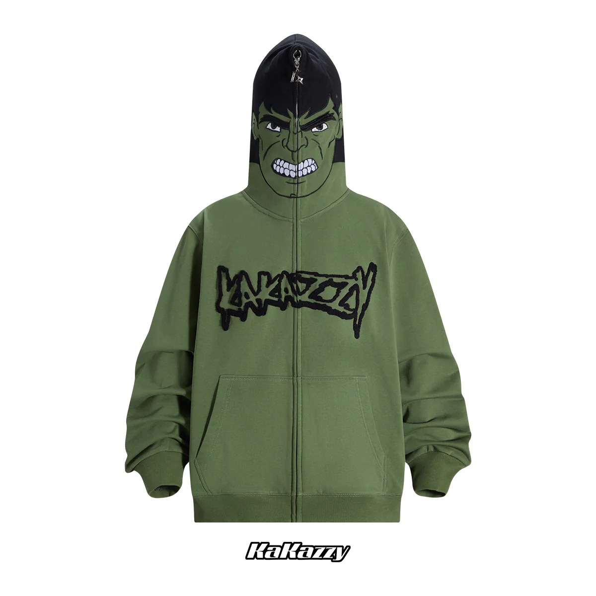 Lovely Anime Clothing Hoodie - Full Zip up Hoodie over Face