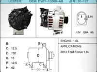 Alternateur pour Focus 1.6 14V 150A Fiesta VI Mondeo 1.6L Moteur, Pièces Électriques Auto Neuves Qualité OEM