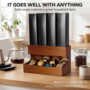 Support de rangement en bois pour dosettes de café avec tiroir pour capsules Nespresso, organisateur de bureau, grande capacité, support pour sachets de thé et boissons - Product Image 3