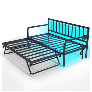 Modern <strong>Metal</strong> Sofa Bed Frame with Steel Slat Support for Living Room Height Adjustable Twin <strong>Daybed</strong> with Trundle Customized Color - Product Image 1