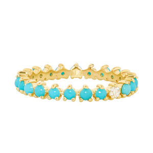 Gemnel vintage 925 argent sterling simple pierre naturelle turquoise bagues de fiançailles fines pour femmes bijoux - Product Image 4