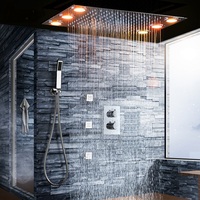 Système de pomme de douche pluie à Led avec Jets de mur, salle de bains, mitigeur thermostatique de douche, double poignée ensemble de douche de pluie