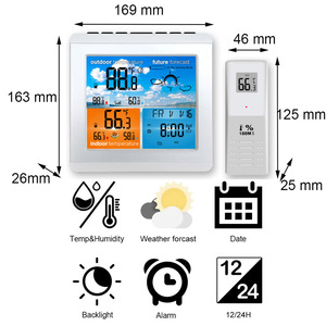 Thiết Kế Mới Không Dây Kỹ Thuật Số Dự Báo Thời Tiết Với Màn Hình LCD Đầy Màu Sắc Đèn Nền Báo Động Lịch Bàn Đồng Hồ Cho Trong Nhà Và Ngoài Trời - Product Image 5